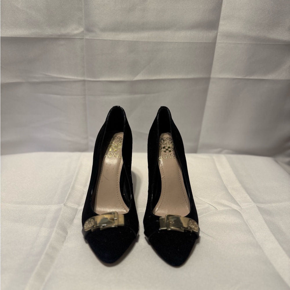 Vince Camuto Black Heels with Gold Accent